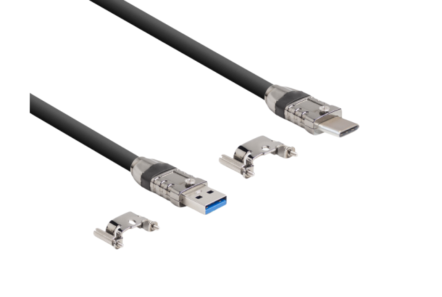 USB 3, standard cable, straight, screwable, 3 m